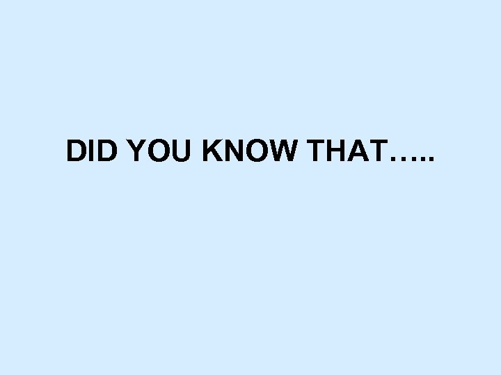 DID YOU KNOW THAT…. . 