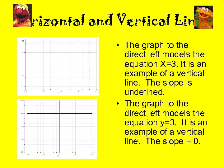 Horizontal and Vertical Lines • The graph to the direct left models the equation