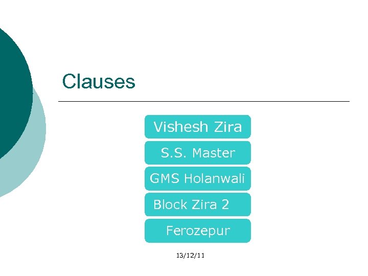 Clauses Vishesh Zira S. S. Master GMS Holanwali Block Zira 2 Ferozepur 13/12/11 