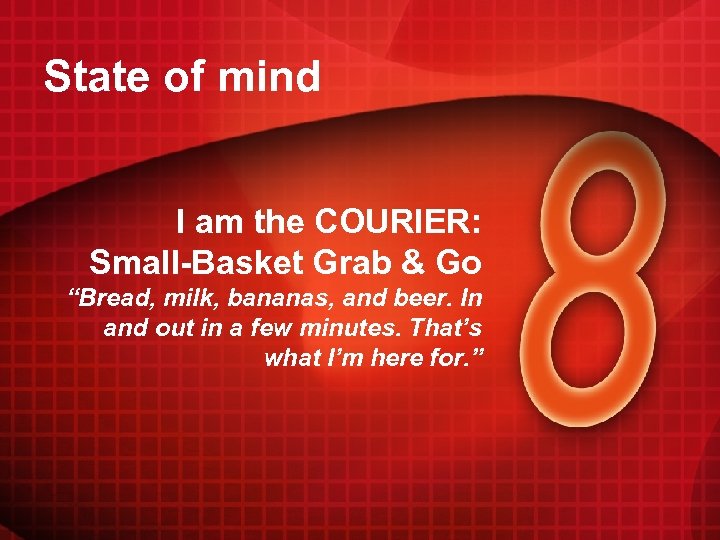 State of mind I am the COURIER: Small-Basket Grab & Go “Bread, milk, bananas,