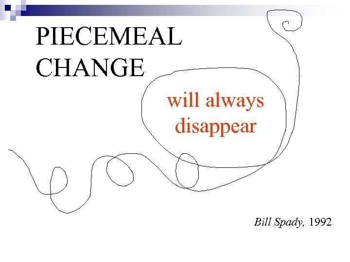 PIECEMEAL CHANGE will always disappear Bill Spady, 1992 