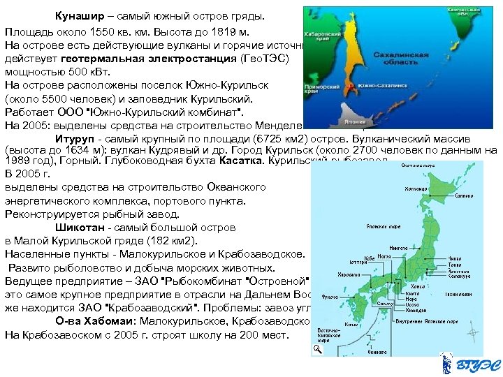 Карта курильской гряды