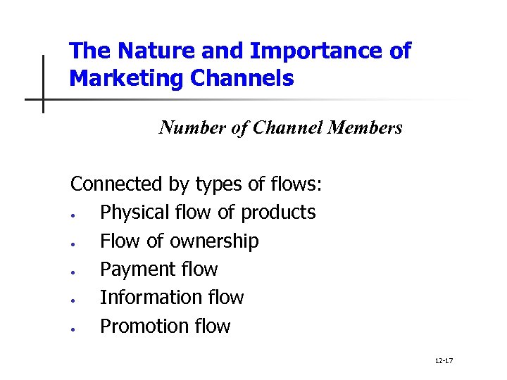 The Nature and Importance of Marketing Channels Number of Channel Members Connected by types