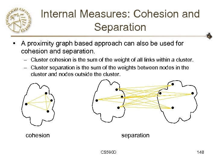 Internal Measures: Cohesion and Separation • A proximity graph based approach can also be