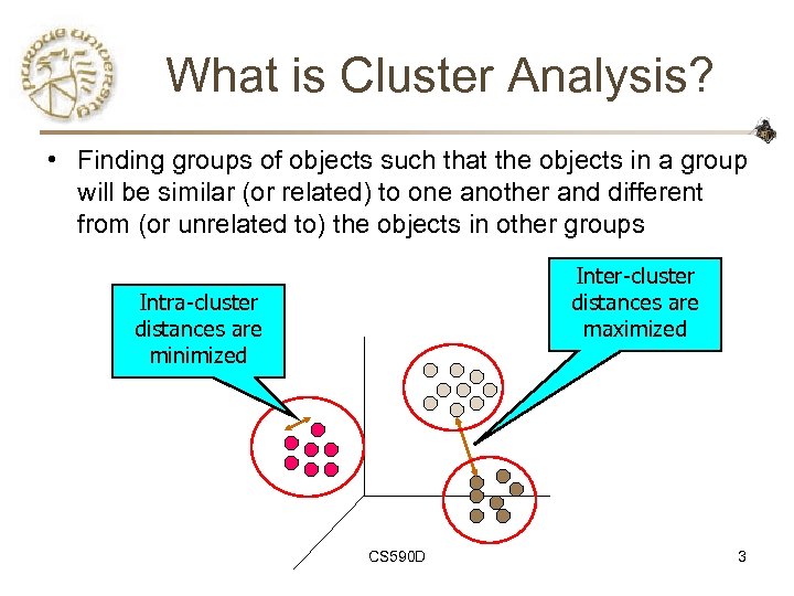 What is Cluster Analysis? • Finding groups of objects such that the objects in