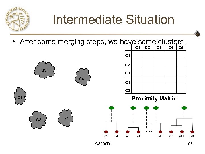 Intermediate Situation • After some merging steps, we have some clusters C 1 C