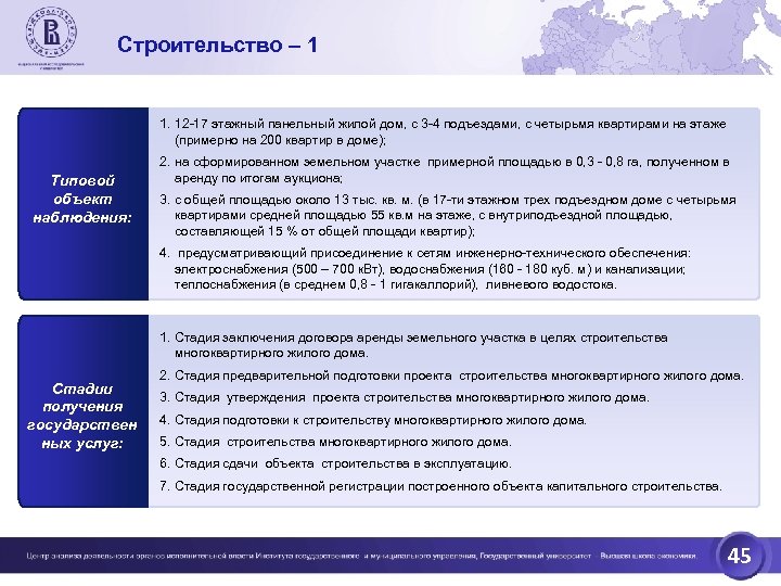 Строительство – 1 1. 12 -17 этажный панельный жилой дом, с 3 -4 подъездами,