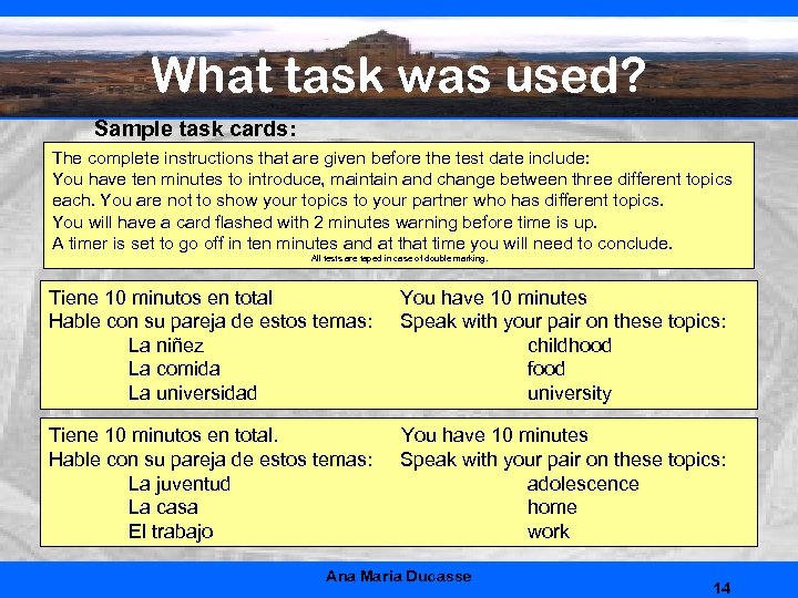 What task was used? Sample task cards: The complete instructions that are given before