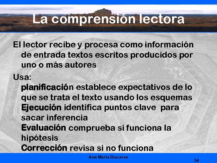 La comprensión lectora El lector recibe y procesa como información de entrada textos escritos