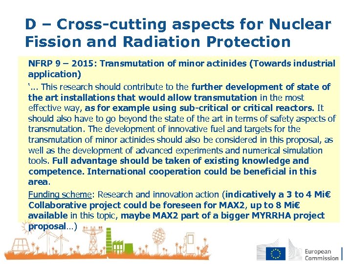 D – Cross-cutting aspects for Nuclear Fission and Radiation Protection NFRP 9 – 2015: