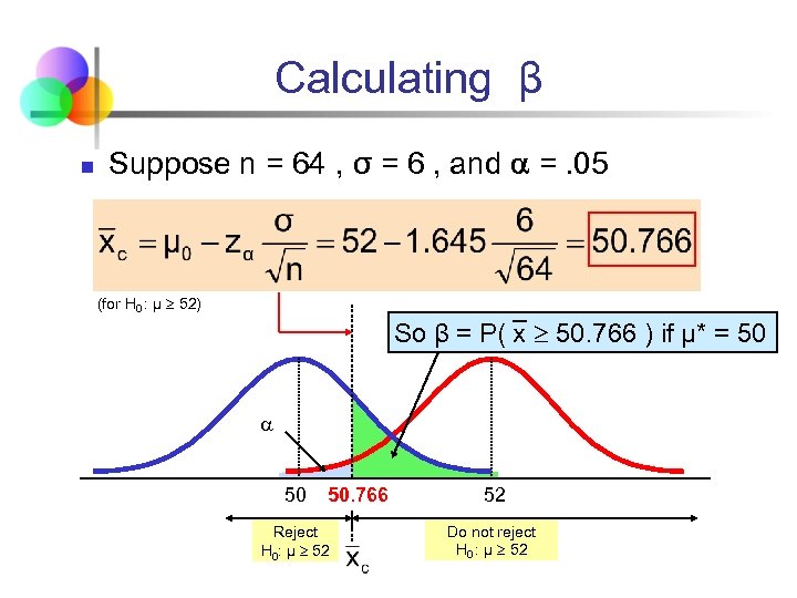 Calculating β n Suppose n = 64 , σ = 6 , and =.