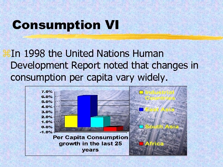 Consumption VI z. In 1998 the United Nations Human Development Report noted that changes