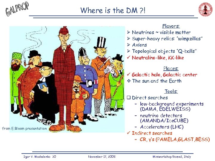 Where is the DM ? ! Ø Ø ü Flavors: Neutrinos ~ visible matter