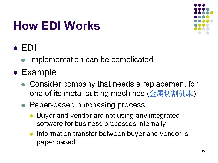 How EDI Works l EDI l l Implementation can be complicated Example l l