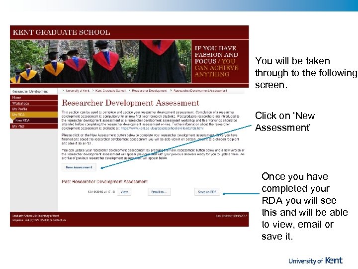 You will be taken through to the following screen. Click on ‘New Assessment’ Once