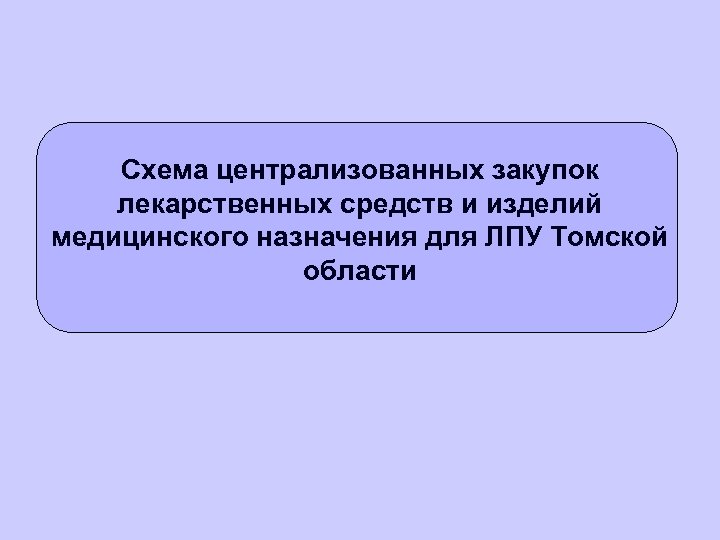 Схема централизованных закупок лекарственных средств и изделий медицинского назначения для ЛПУ Томской области 