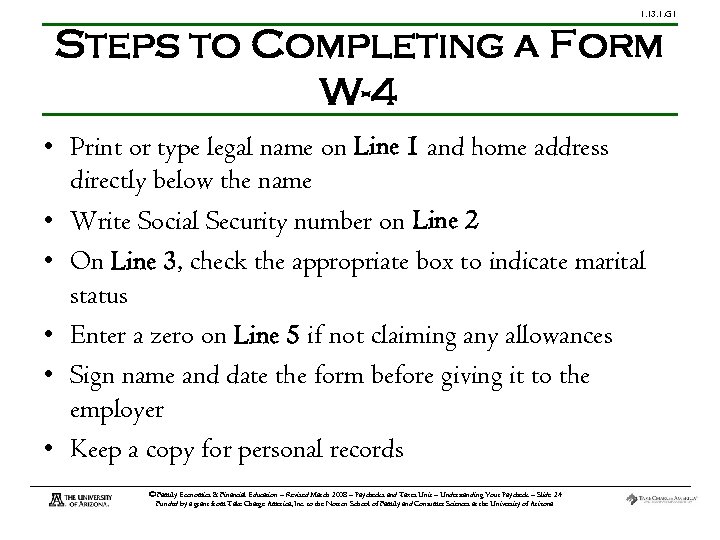 1. 13. 1. G 1 Steps to Completing a Form W-4 • Print or