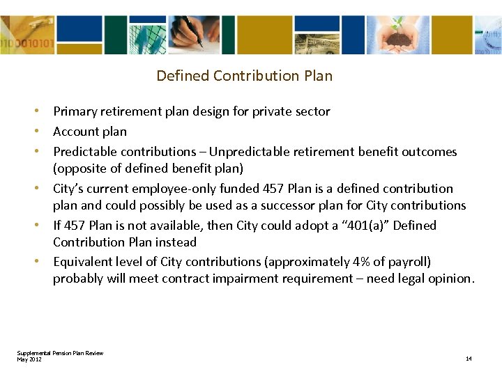 Defined Contribution Plan • Primary retirement plan design for private sector • Account plan