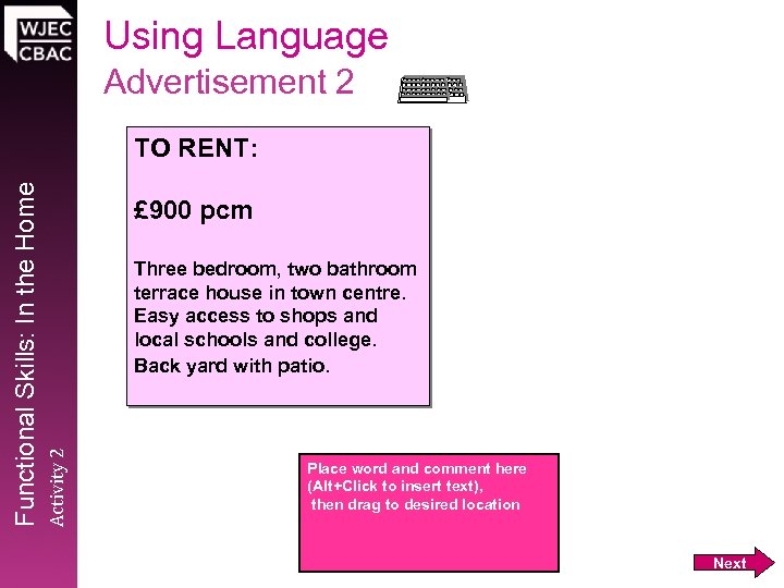 Using Language Advertisement 2 £ 900 pcm Three bedroom, two bathroom terrace house in