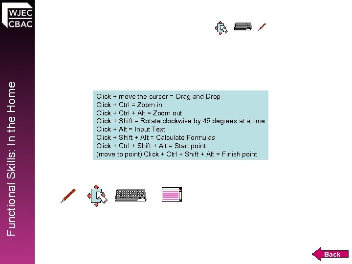 Functional Skills: In the Home Click + move the cursor = Drag and Drop