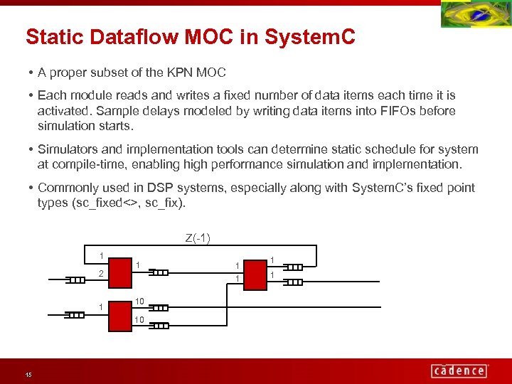 Static Dataflow MOC in System. C • A proper subset of the KPN MOC