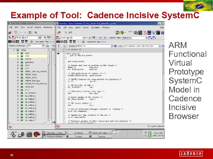 Example of Tool: Cadence Incisive System. C ARM Functional Virtual Prototype System. C Model