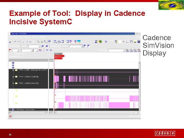 Example of Tool: Display in Cadence Incisive System. C Cadence Sim. Vision Display 85