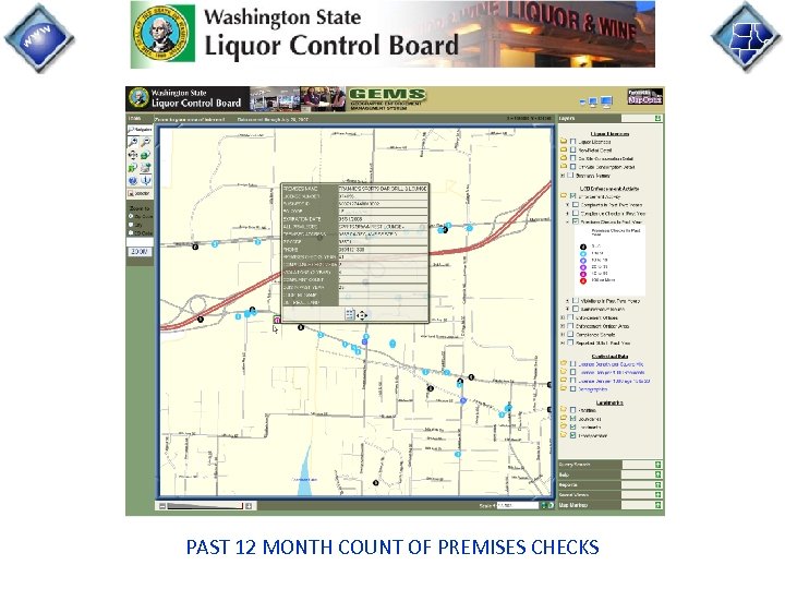 PAST 12 MONTH COUNT OF PREMISES CHECKS 