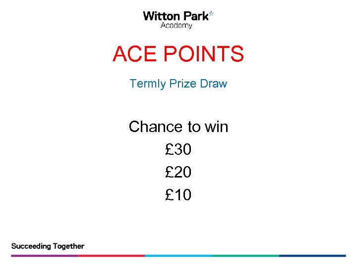 ACE POINTS Termly Prize Draw Chance to win £ 30 £ 20 £ 10