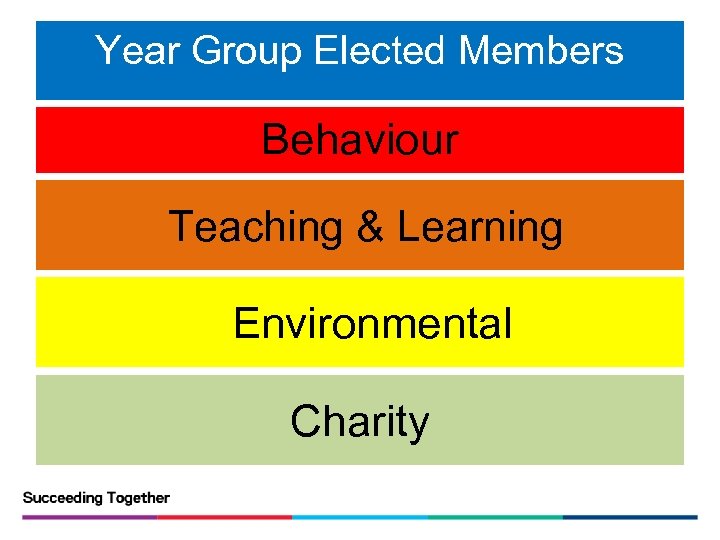 Year Group Elected Members Behaviour Teaching & Learning Environmental Charity 
