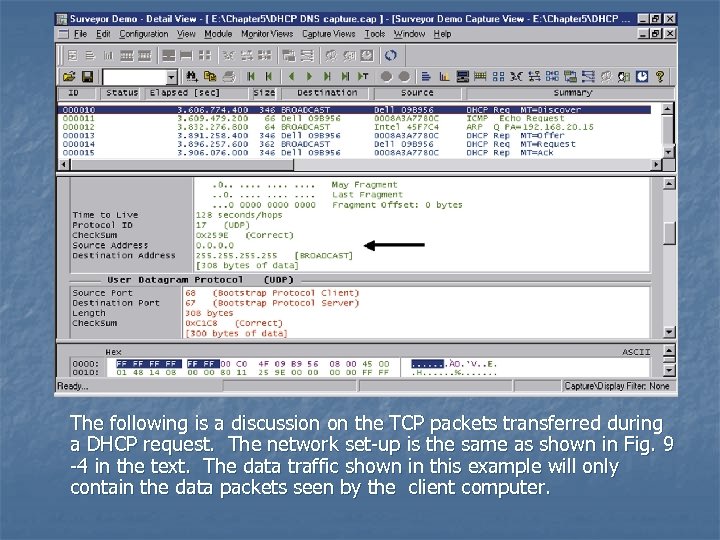 The following is a discussion on the TCP packets transferred during a DHCP request.