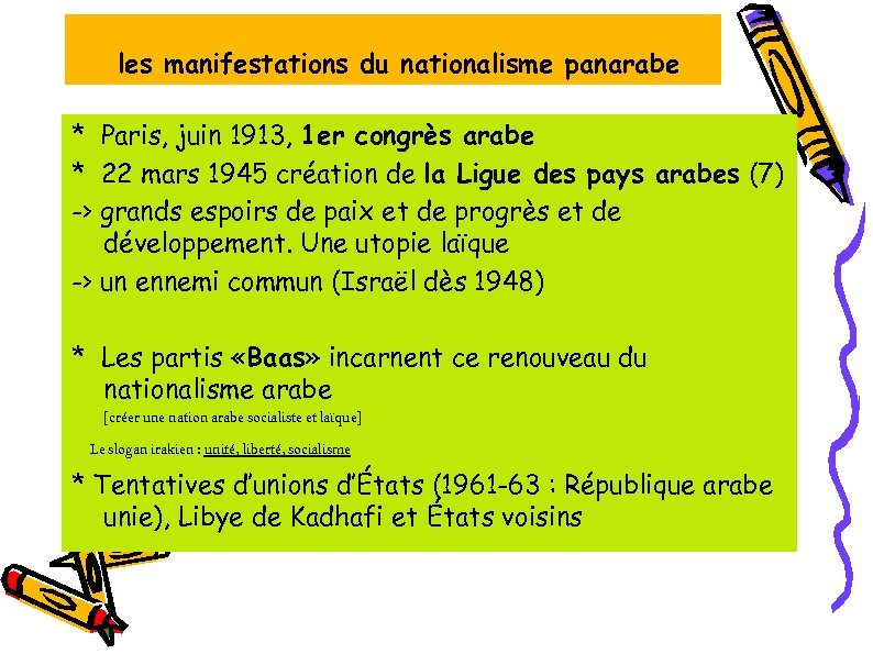 les manifestations du nationalisme panarabe * Paris, juin 1913, 1 er congrès arabe *