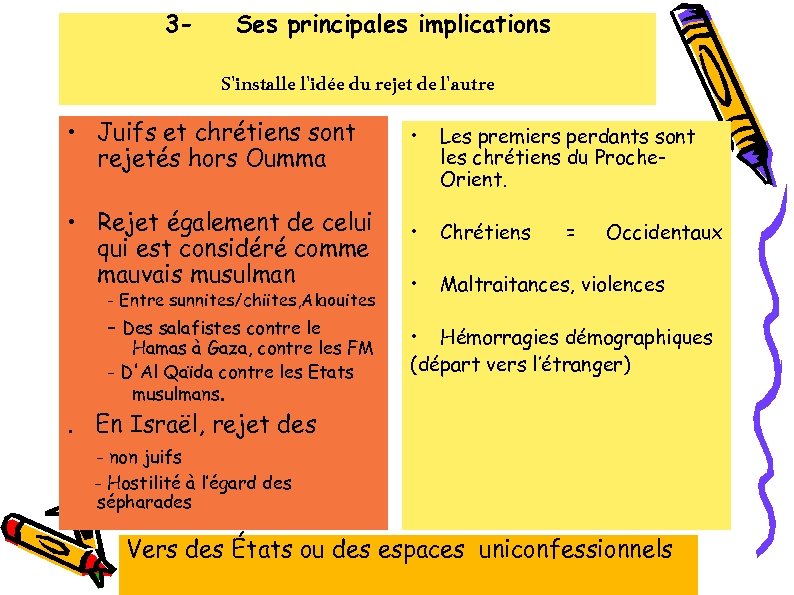 3 - Ses principales implications S'installe l'idée du rejet de l'autre • Juifs et