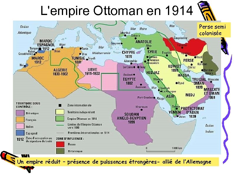 L'empire Ottoman en 1914 Perse semi colonisée Un empire réduit – présence de puissances