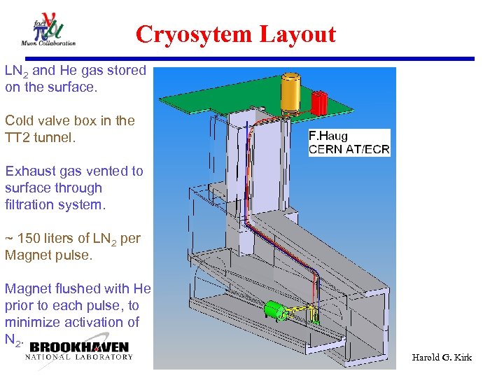 Cryosytem Layout LN 2 and He gas stored on the surface. Cold valve box