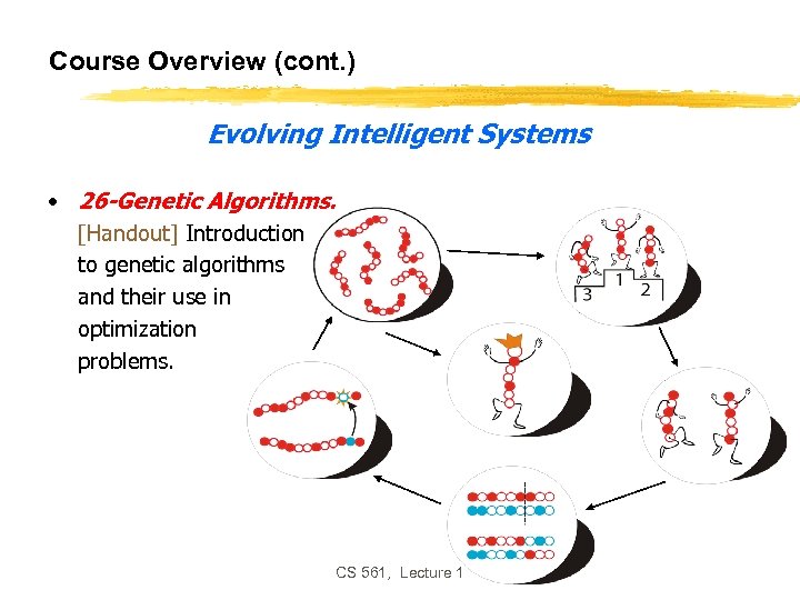 Course Overview (cont. ) Evolving Intelligent Systems • 26 -Genetic Algorithms. [Handout] Introduction to