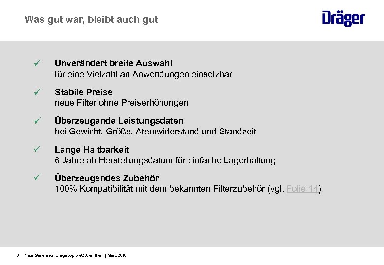 Was gut war, bleibt auch gut Stabile Preise neue Filter ohne Preiserhöhungen Überzeugende Leistungsdaten