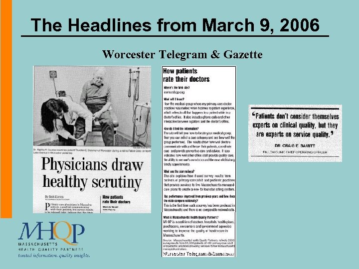 The Headlines from March 9, 2006 Worcester Telegram & Gazette 