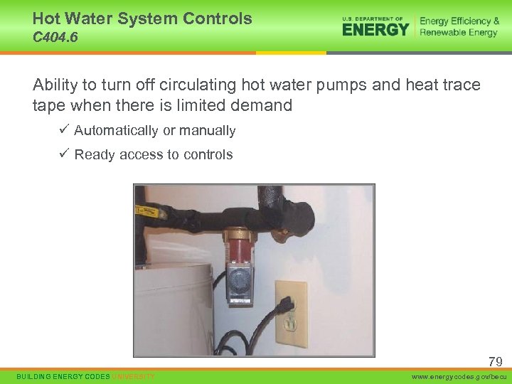 Hot Water System Controls C 404. 6 Ability to turn off circulating hot water