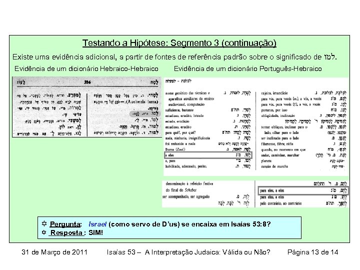 Testando a Hipótese: Segmento 3 (continuação) Existe uma evidência adicional, a partir de fontes