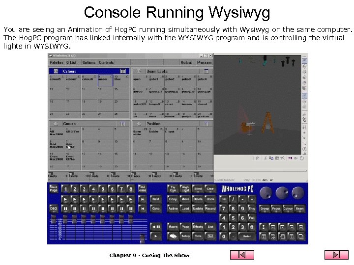 Console Running Wysiwyg You are seeing an Animation of Hog. PC running simultaneously with