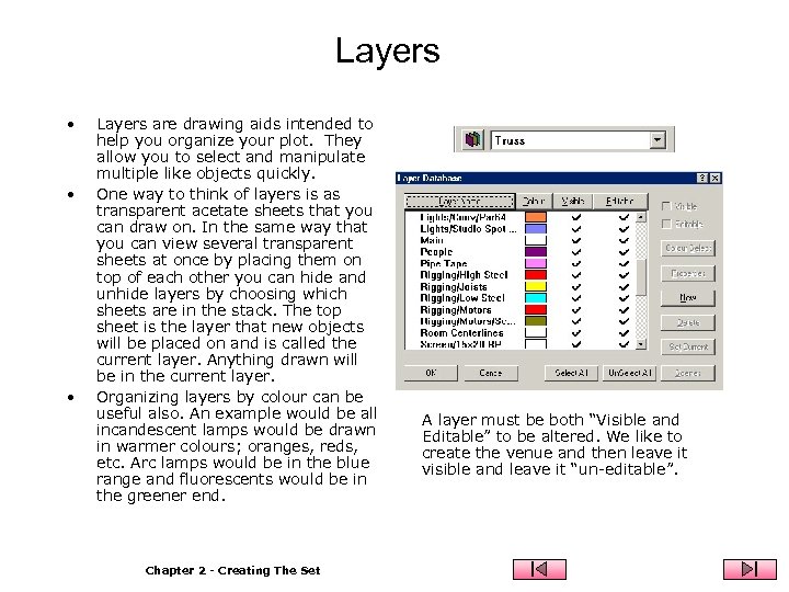 Layers • • • Layers are drawing aids intended to help you organize your