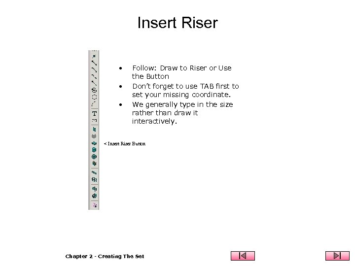 Insert Riser • • • Follow: Draw to Riser or Use the Button Don’t