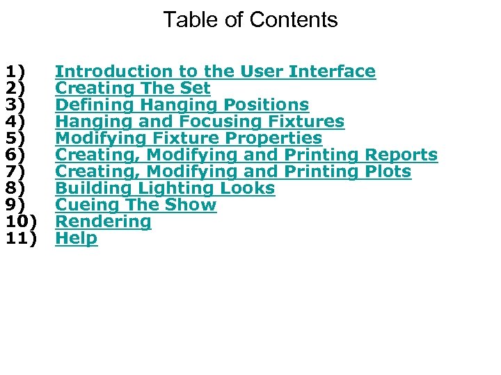 Table of Contents 1) 2) 3) 4) 5) 6) 7) 8) 9) 10) 11)