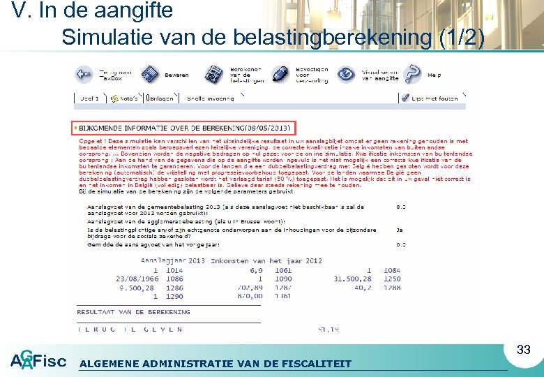 Tax-on-web My Minfin 2013 ALGEMENE ADMINISTRATIE VAN