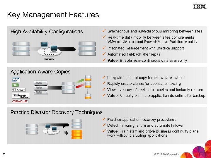 Key Management Features High Availability Configurations ü Synchronous and asynchronous mirroring between sites ü