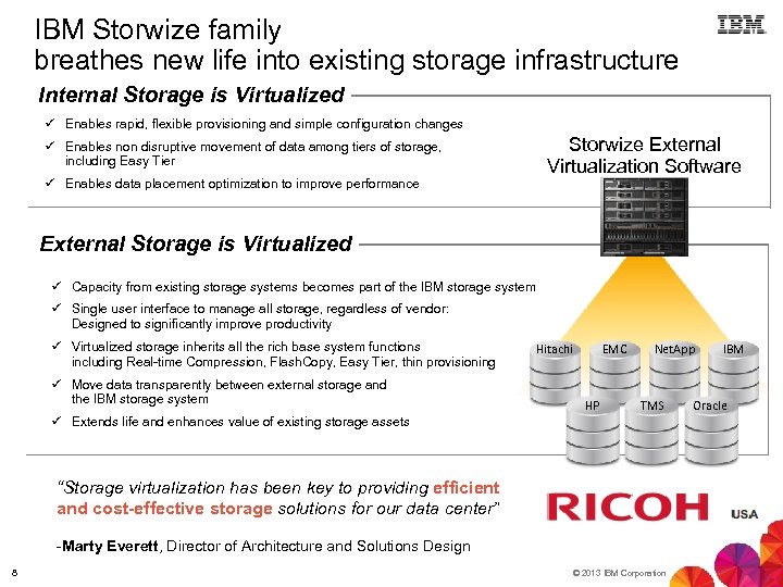 IBM Storwize family breathes new life into existing storage infrastructure Internal Storage is Virtualized