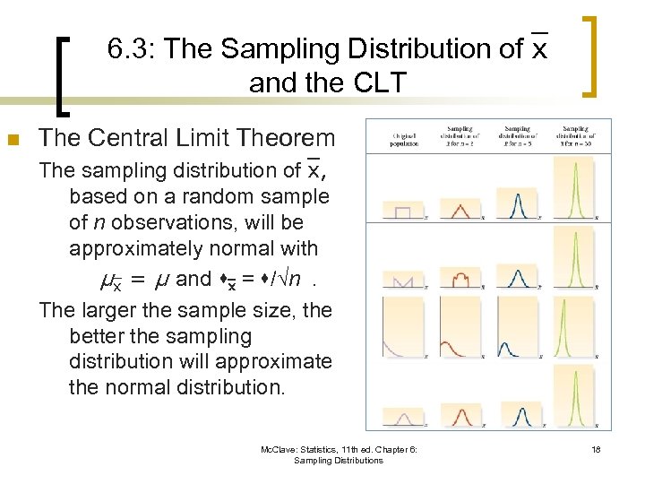 6. 3: The Sampling Distribution of and the CLT n The Central Limit Theorem