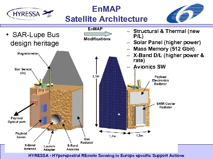 En. MAP Satellite Architecture • SAR-Lupe Bus design heritage En. MAP Modifications – Structural