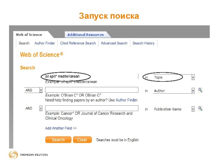 Запуск поиска 